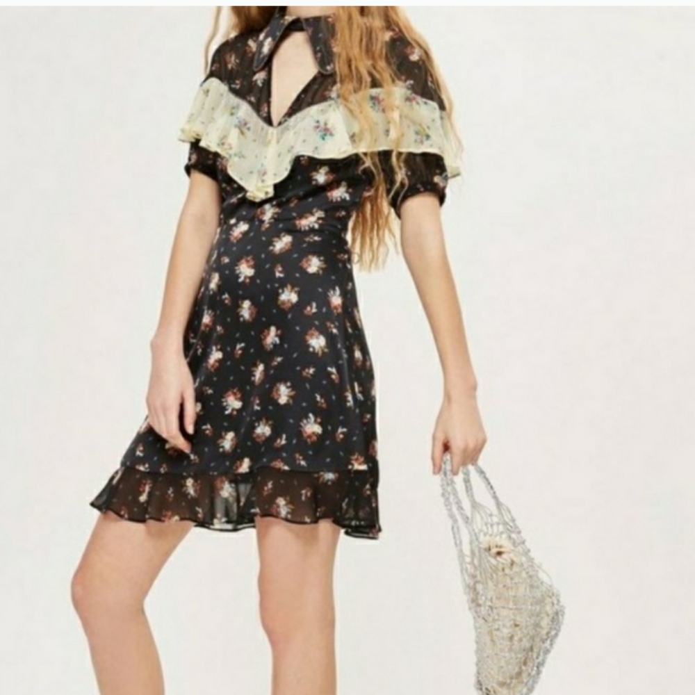 TOPSHOP Rodeo Frill Western Skater Dress Size 6